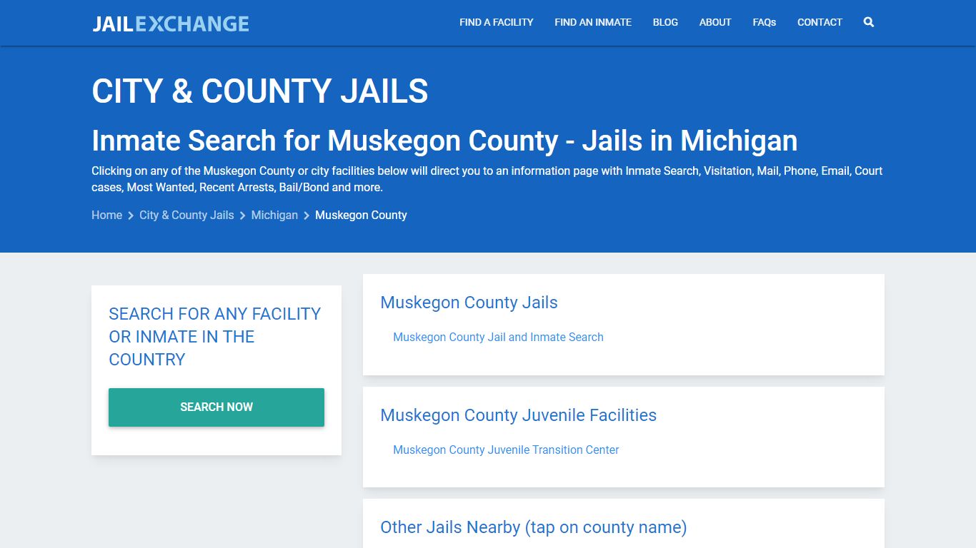 Inmate Search for Muskegon County | Jails in Michigan - Jail Exchange